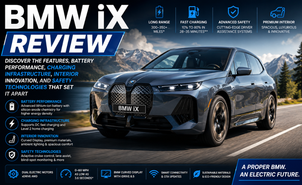 BMW IX Review: Discover the Features, Battery Performance, Charging Infrastructure, Interior Innovation, and Safety Technologies That Set It Apart