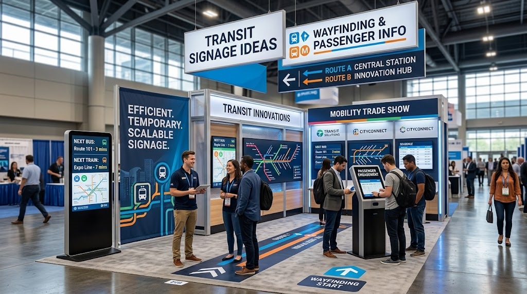 Transit Signage Ideas for Mobility Trade Show Booths and Temporary Exhibits 