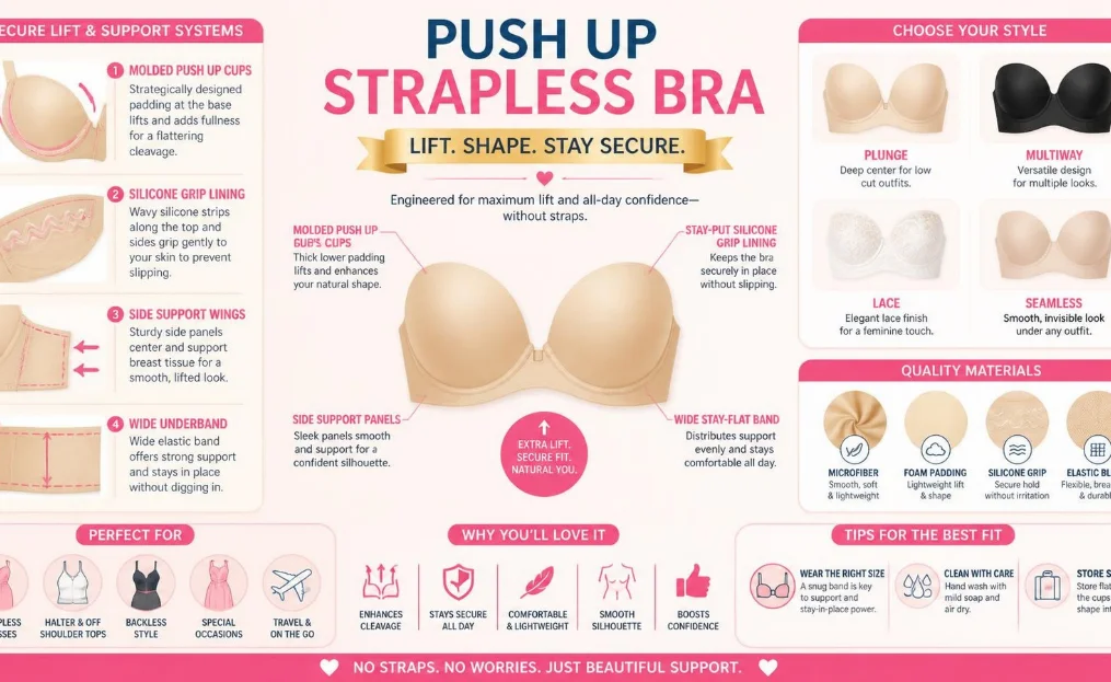 Push Up Strapless Bra: How to Find Secure Lift, Support and the Right Fit